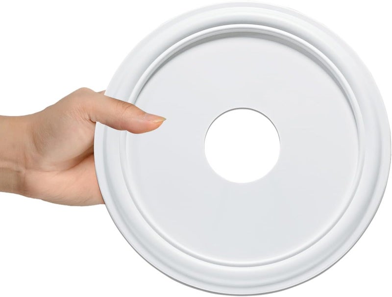 ELFCAB Molded Nylon Ceiling Medallion for Light Fixtures and Ceiling Fans White 16"OD x 4"ID x 3/4"P (Fits Canopies up to 12-3/8") - Image 2